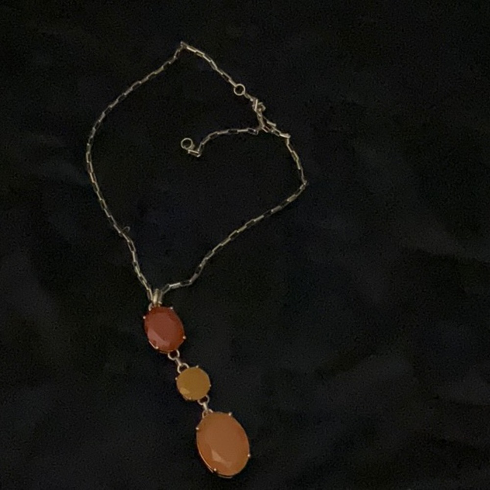 Elegant Orange and Gold Necklace with Cascading Pendants